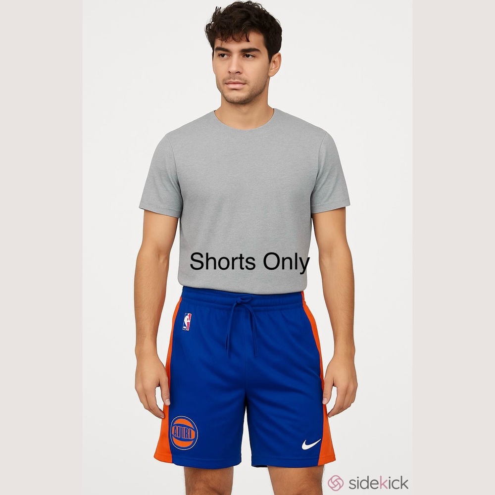 Men’s Nike NBA New York Knicks Team Practice Shorts with Swoosh Logo, Size L.